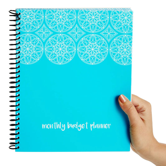 Blue Monthly Budget Planner, Bill Organizer with 24 Pockets for Receipts, Home Expense Tracker (8X10 In)