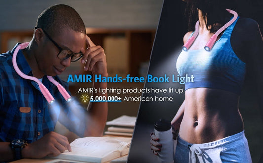 Neck Reading Light, LED Book Reading Light for Reading in Bed Rechargeable Reading Night Light for Reading Knitting Camping Repairing Pink