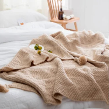 Nordic Fringed Knit Wool Blanket