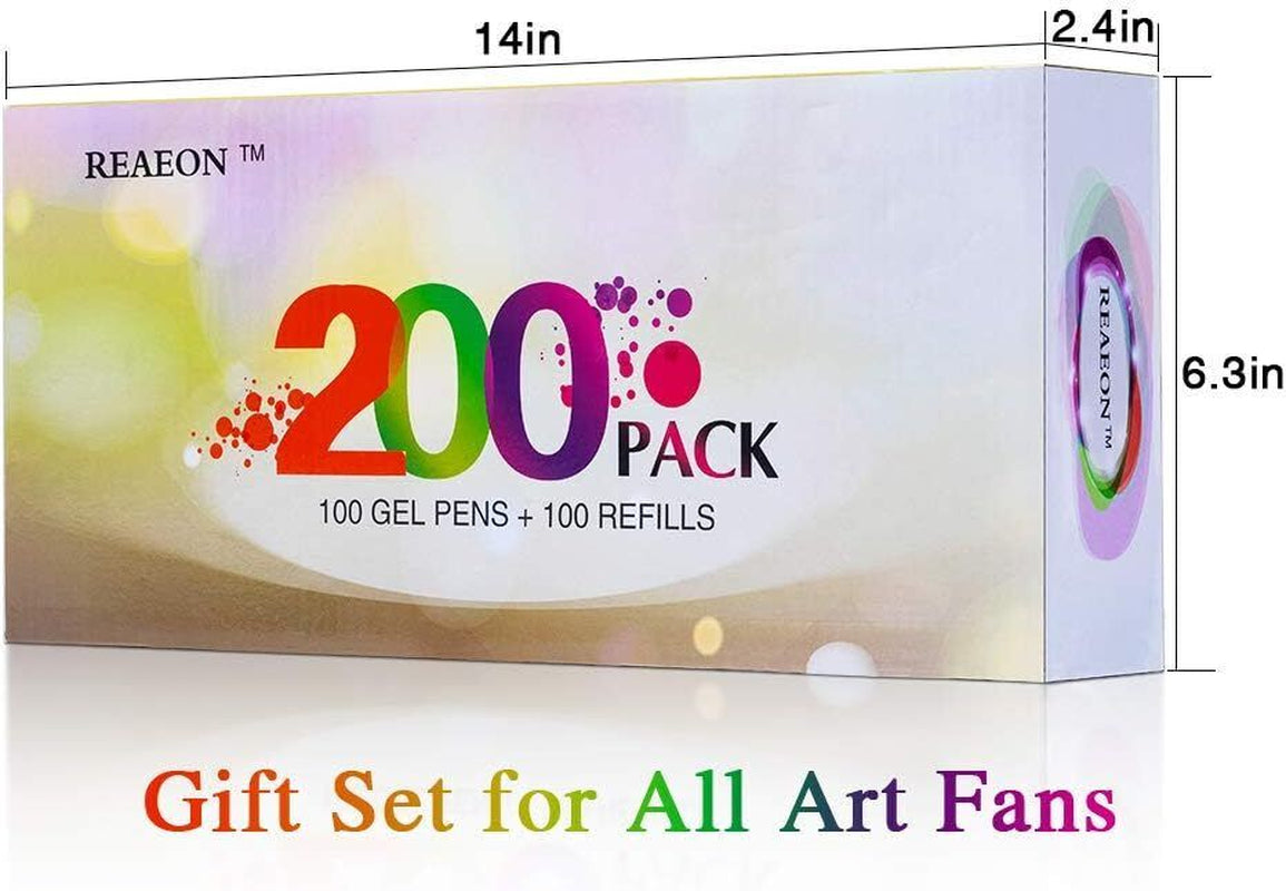 Reaeon Gel Pens: 200-Pack with Case for Adult Coloring Book Magic